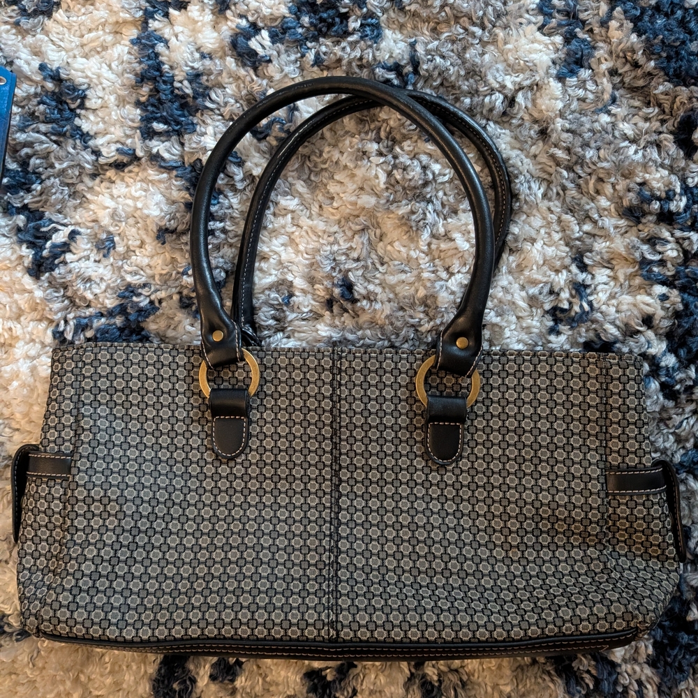 Nine West Black and Gray Monogram Shoulder Bag